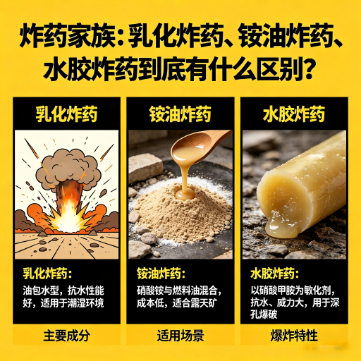吴中炸药家族：乳化炸药、铵油炸药、水胶炸药到底有什么区别？